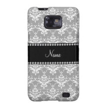 Damasco conocido personalizado del blanco gris samsung galaxy SII fundas