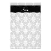 Damasco conocido personalizado del blanco gris  papeleria de diseño