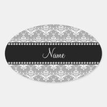 Damasco conocido personalizado del blanco gris colcomanias óval
