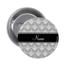 Damasco conocido personalizado del blanco gris pins