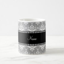Damasco conocido personalizado del blanco gris tazas