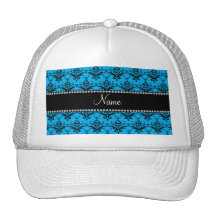 Damasco conocido personalizado del negro azul gorros  
