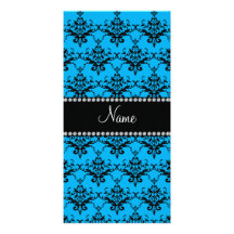 Damasco conocido personalizado del negro azul tarjetas fotográficas personalizadas