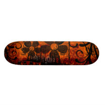 Damasco de Grunged - con las flores Patineta Personalizada