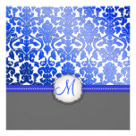 Damasco de la flora del azul real de PixDezines/fo invitaciones