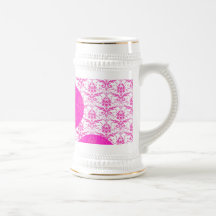 Damasco de las rosas fuertes con los lunares rosad tazas de café
