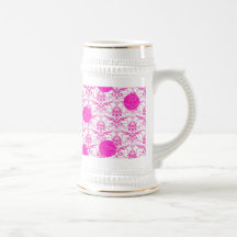 Damasco de las rosas fuertes con los lunares rosad taza