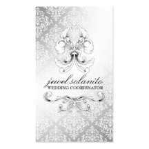 damasco de lujo de la elegancia 311-Silver Plantillas De Tarjeta De Negocio