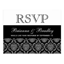 Damasco de plata negro RSVP que casa la respuesta  Postal