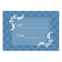 Damasco del azul de acero y cubierto floral del ma plantilla de tarjeta personal