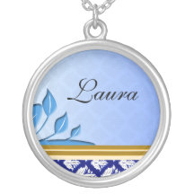 Damasco del azul de Nouveau del arte del regalo de Grimpola Personalizada