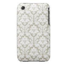 Damasco del beige de la arpillera iPhone 3 Case-Mate cárcasa