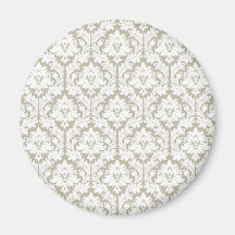 Damasco del beige de la arpillera imanes  