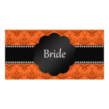 Damasco del naranja de los regalos de la novia tarjetas personales