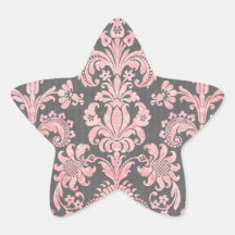 damasco del rosa del vintage del inricate en gris  calcomanía forma de estrella