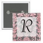 damasco del rosa del vintage del inricate en gris  pins