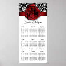 Damasco del rosa rojo de la carta del asiento del  posters
