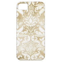 Damasco del vintage de la crema del moreno de la C iPhone 5 Case-Mate Protector