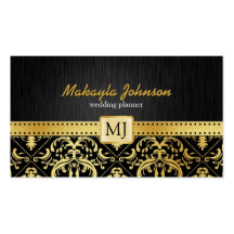Damasco elegante del negro y del oro moderno y ele tarjetas de visita