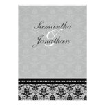 Damasco elegante gris pizarra de la invitación del