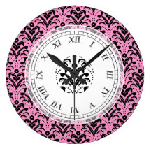 Damasco femenino rosado y negro bonito reloj