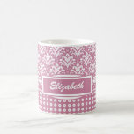 Damasco floral bonito de los años 30 rosados atrac tazas