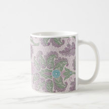 damasco floral de la primavera de los pasteles taza de café