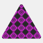 Damasco floral del modelo rosado y negro del vinta calcomanía triangulo