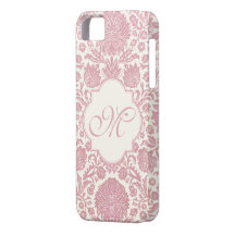 Damasco floral rosado con monograma iPhone 5 Case-Mate cárcasas