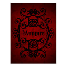 Damasco gótico elegante del vampiro rojo y negro tarjetas postales