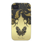 Damasco Jeweled de la mariposa - personalizar Case-Mate iPhone 4 Funda