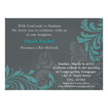 Damasco metálico gris - invitación azul