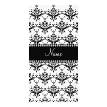 Damasco negro blanco conocido personalizado tarjeta personal