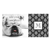 DAMASCO NEGRO DEL VINTAGE SU MONOGRAMA TARJETA PERSONAL