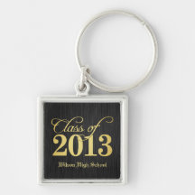 Damasco negro elegante con la clase del oro de 201 llavero personalizado