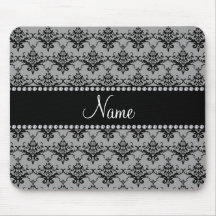 Damasco negro gris conocido personalizado alfombrillas de raton