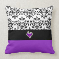 Damasco negro púrpura elegante almohadas