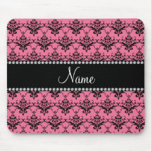 Damasco negro rosado conocido personalizado tapete de ratones