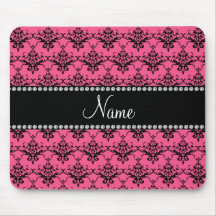 Damasco negro rosado conocido personalizado tapetes de raton