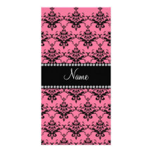 Damasco negro rosado conocido personalizado tarjetas fotográficas 