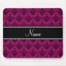 Damasco negro rosado magenta conocido personalizad alfombrillas de raton