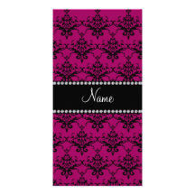 Damasco negro rosado magenta conocido personalizad tarjetas fotograficas personalizadas