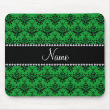 Damasco negro verde conocido personalizado tapetes de ratones
