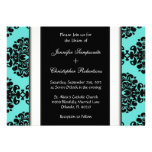 Damasco negro y azul Invitati que se casa elegante Comunicado Personalizado