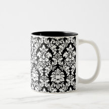 Damasco negro y blanco taza