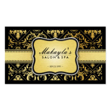 Damasco negro y metálico moderno elegante del oro tarjeta de negocio