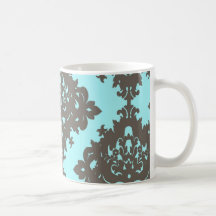damasco pálido del diamante del gris azul de la ag tazas de café