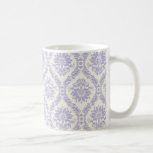 damasco precioso de la lavanda y de la crema tazas