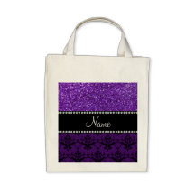 Damasco púrpura conocido personalizado del brillo bolsas de mano