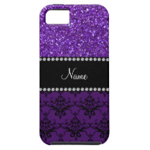 Damasco púrpura conocido personalizado del brillo iPhone 5 protectores